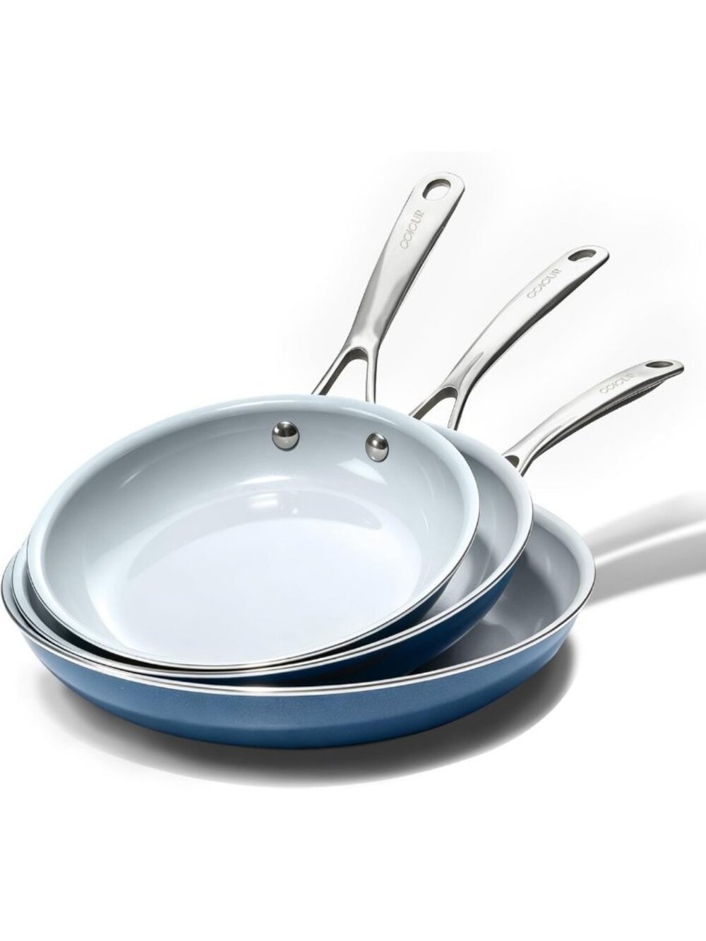 Nonstick Frying Pans Set - 8", 9.5", 11" Cookware with Stainless Steel Handle